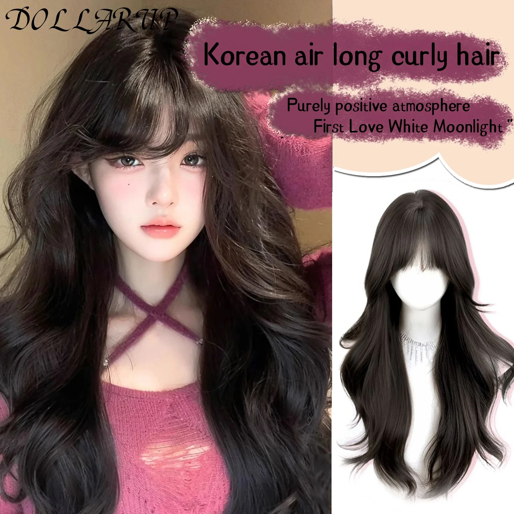 JKL Black Long Body Wavy Synthetic Wigs for Women Afro Natural Black Hair Wigs Middle Part Heat Resistant Fiber Daily Use