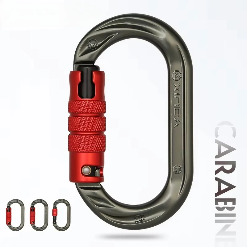 XINDA Outdoor O-shape carabiner 24kN 7075 aluminum oval hook rock climbing auto locking screw gate carabiner