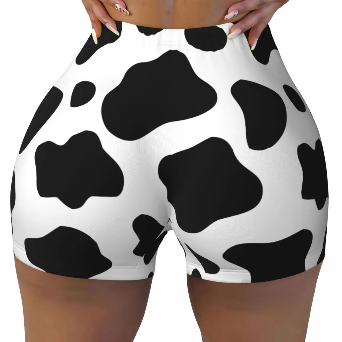 Short de Yoga pour femmes, motif de vache noir et blanc, Short d'entraînement, Fitness, séchage rapide, pantalon court de course, vêtements de sport