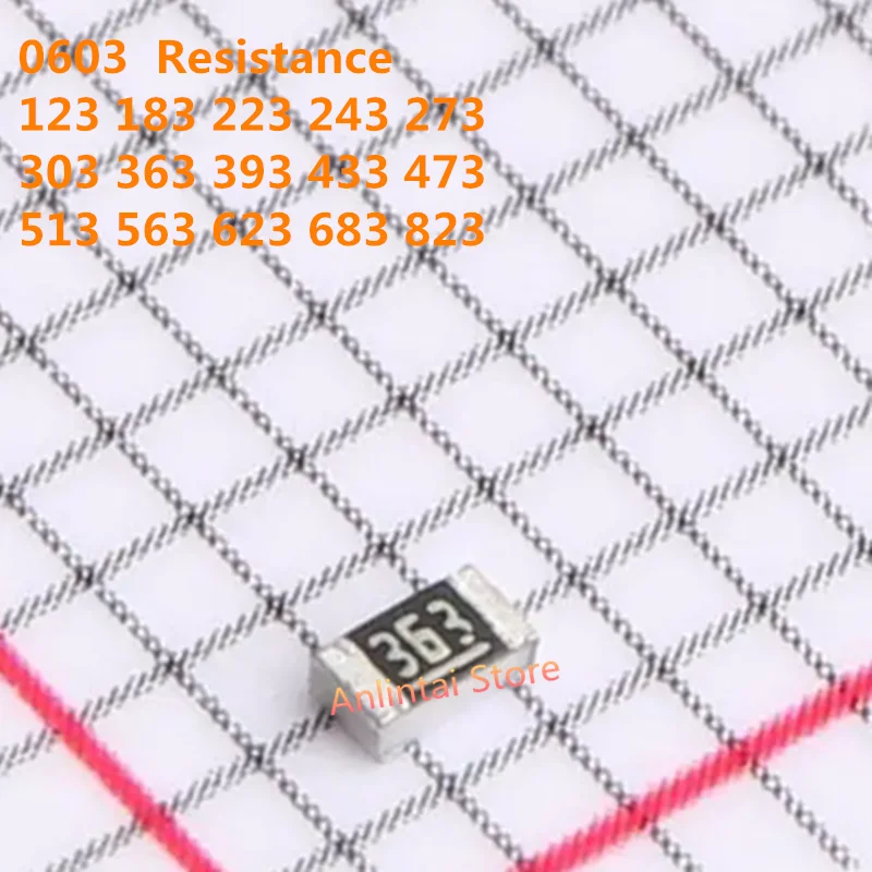 

100PCS SMD Resistance 0603 123 183 223 243 273 303 363 393 433 473 513 563 623 683 823 ±1% Thick Film Resistor