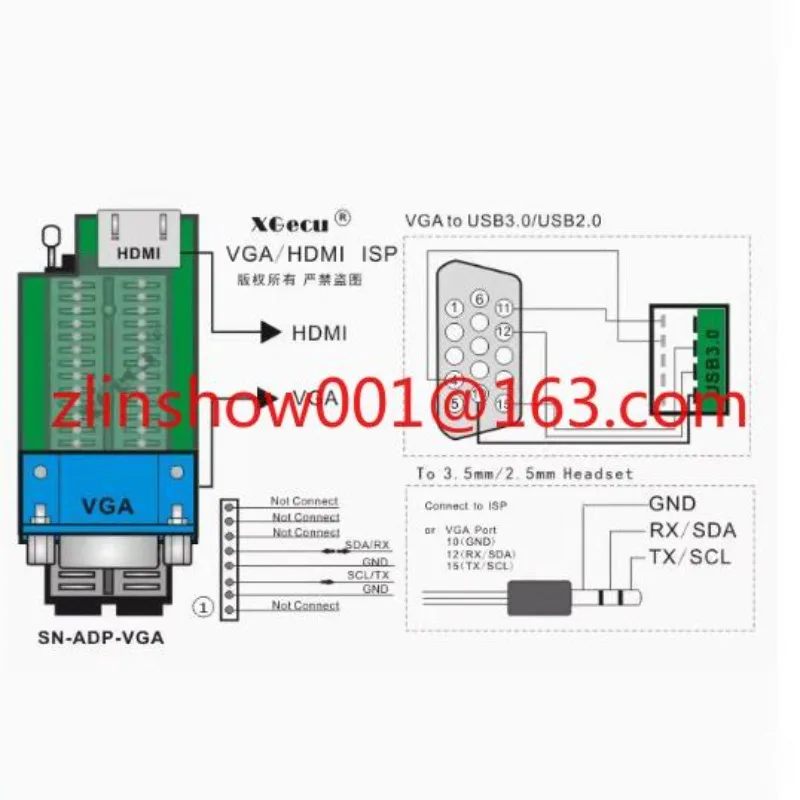 T56-VGA adapter VGA_HDMI ISP EDID online programming VGA_adpter