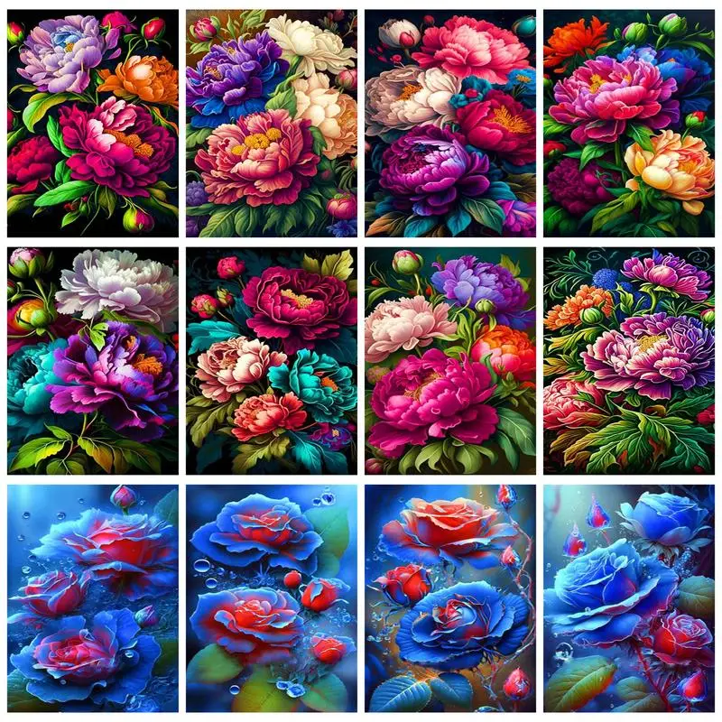 

CHENISTORY Oil Paint By Numbers Frame Colorful Flowers Handicrafts For Adults Paint Kit Unique Gift On Canvas 40x50cm