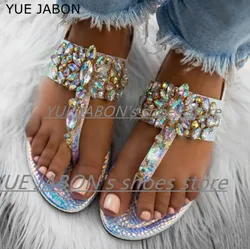 2024 New Shoes for Women Summer Women's Sandals bling bling cyrstal  Flip-flop sandals Buckle Strap Beach Sandals For Women