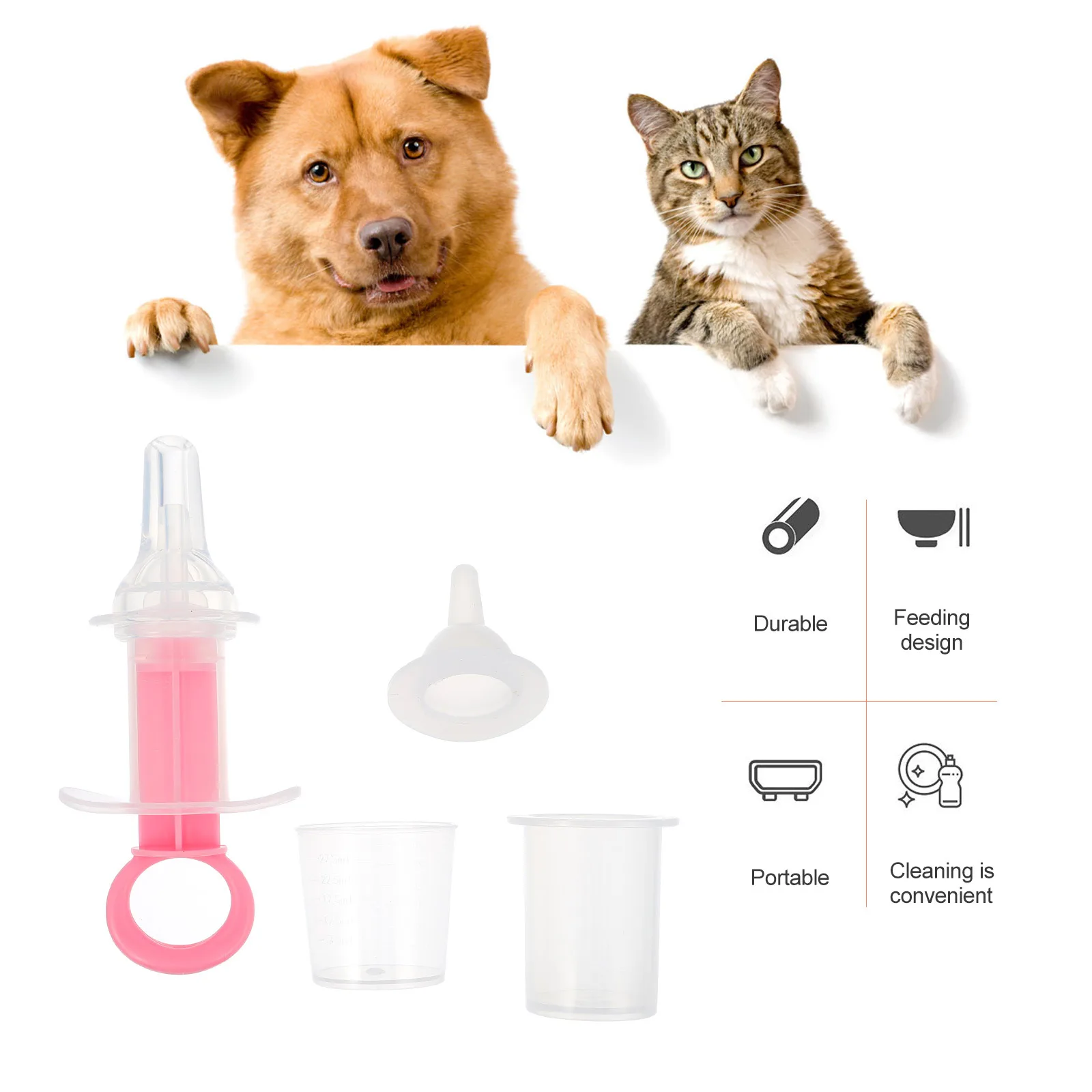 1 مجموعة الكلب الطب المغذية لدغة مقاومة سيليكون الحيوانات الأليفة الطب موزع أداة تغذية الحيوانات الصغيرة لجرو القط العملي #3