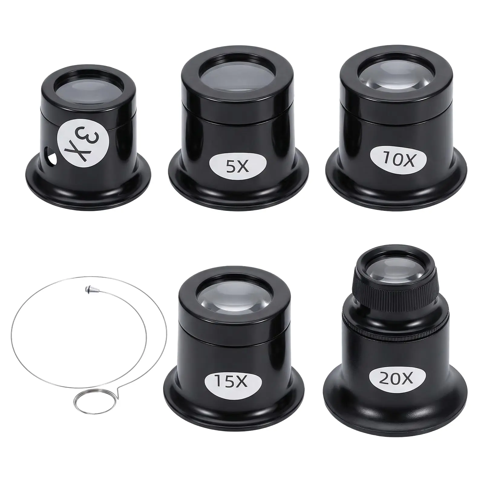 Uhrmacherlupe 3X 5X 10X 15X 20X Uhrenlupe Vergrößerungsglas mit Stahlring Augenlupe – Detail 1