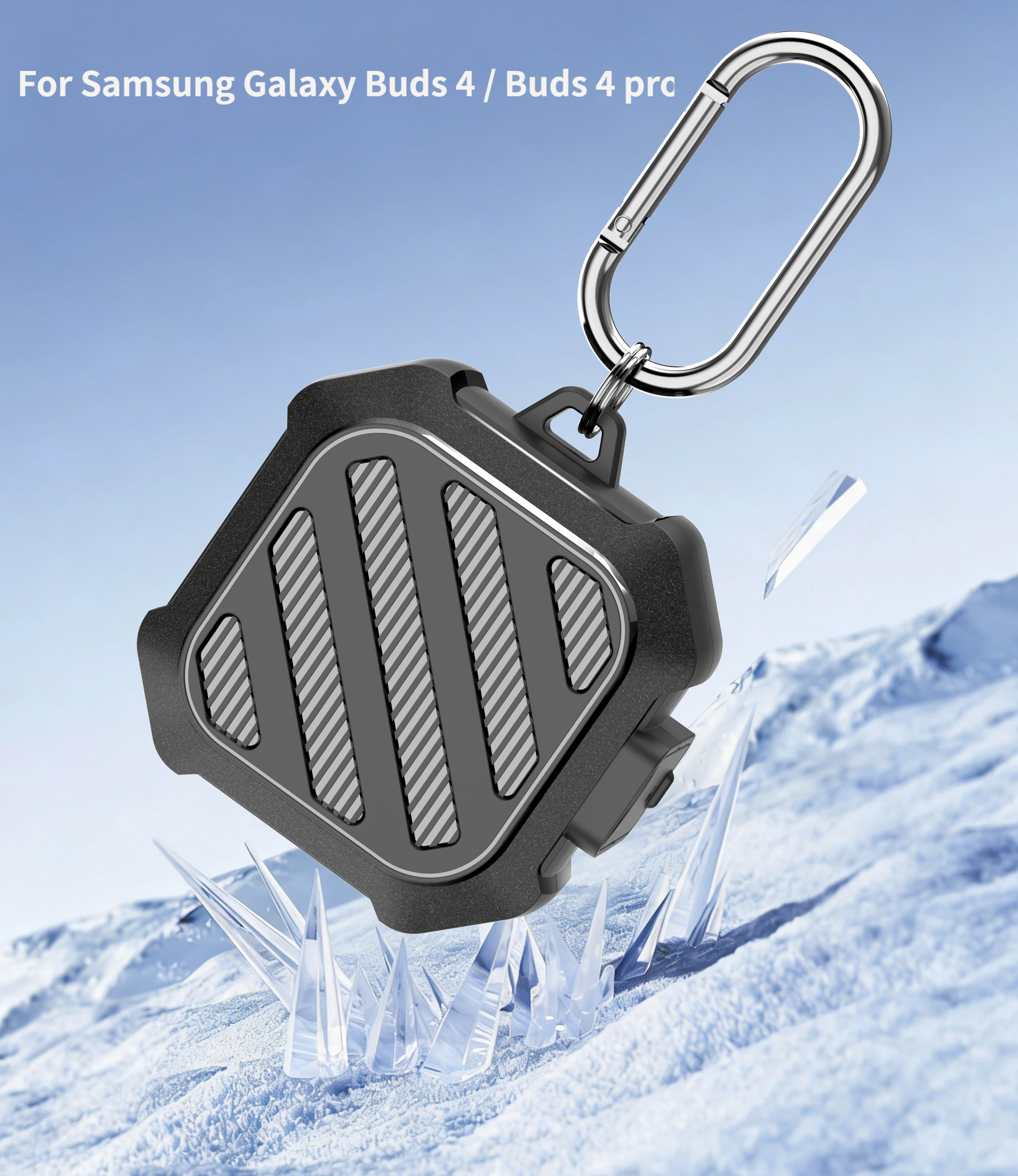 

Rugged Shockproof Armor Protective Case for Samsung Galaxy Buds 4 / Buds 4 pro with Carabiner Earphone Cover