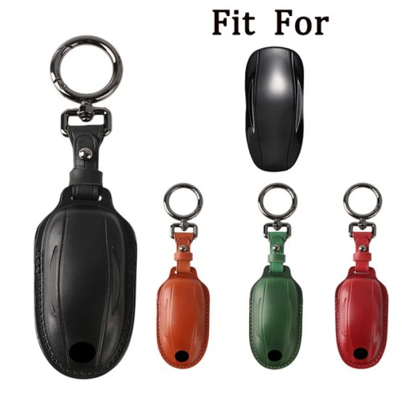 

A+ Genuine Leather Car Smart Remote Key Fob Case Cover For Tesla Model 3 Model S