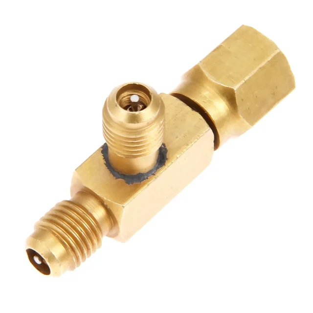1x mosiężny adapter trójnika konwerter 1/4 "męskie i żeńskie złącze obrotowe SAE Flare z rdzeniem zaworów instalacja automatycznej klimatyzacji