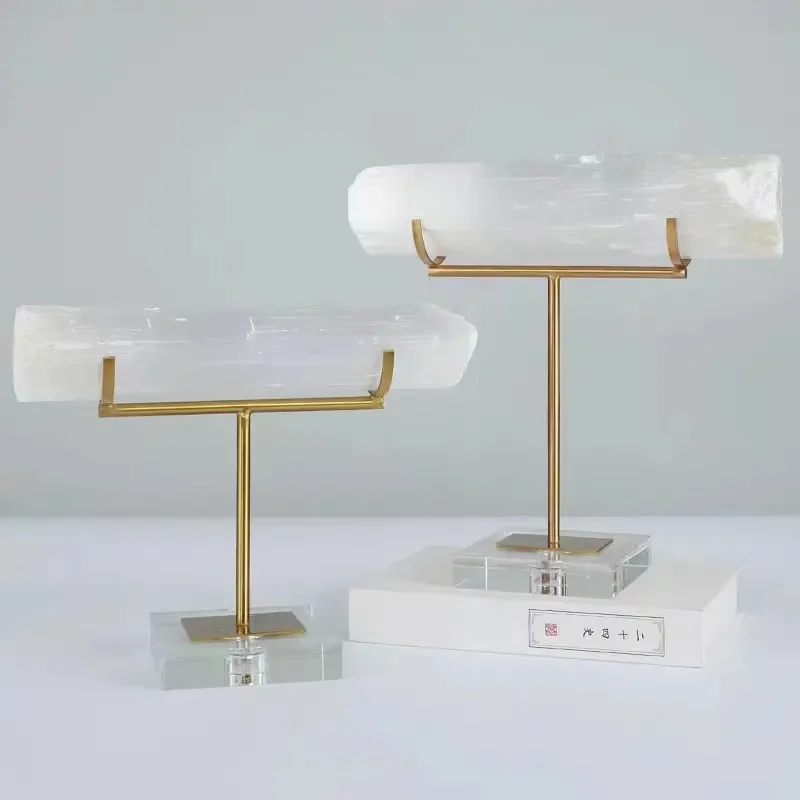 Light luxury crystal base gypsum stone creative home soft decoration jewelry desktop bookshelf living room coffee table rough