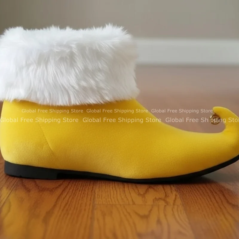 Neue Elfen-Santa-Claus-Schuhe für Erwachsene, rote Stiefeletten mit Glöckchen, Weihnachts-Cosplay-Party-Bühnen-Requisiten, Unisex-Schuhe mit rohem Rand – Detail 3