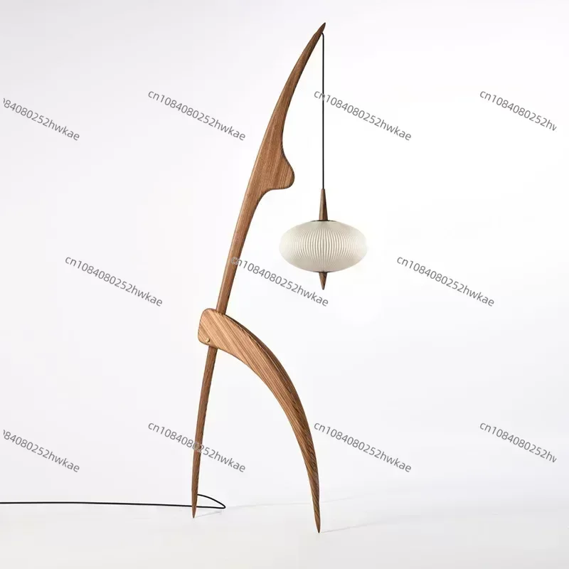 

Ancient Style Walnut Floor Lamp Retro Designer Living Room Bedroom Bed Creative Home-stay Hotel Japanese Floor Lamp