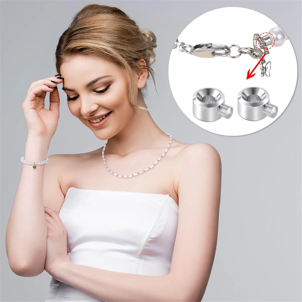 ABQR 20 قطعة تجعيد الخرز لصنع المجوهرات ، خرز فاصل الفضة المعدنية حبة التوصيل تجعيد قلادة لقلادة سوار أ