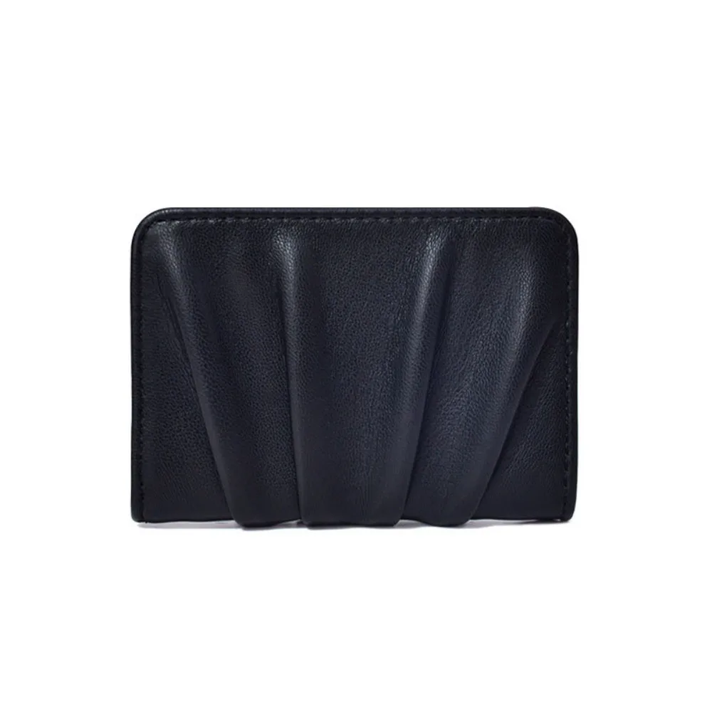 

New Wrinkled Card Bag PU Leather Anti Thief Card Holder Ultrathin Solid Color Card Case Woman