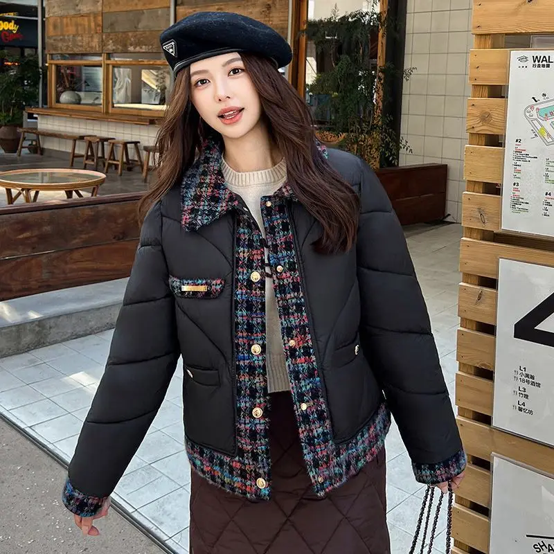 

New Fragrant Wind Down Cotton-Padded Jacket Women Parkas Winter 2025Short Fashion Warm Cotton Padded Coat Thicken Outwear Female