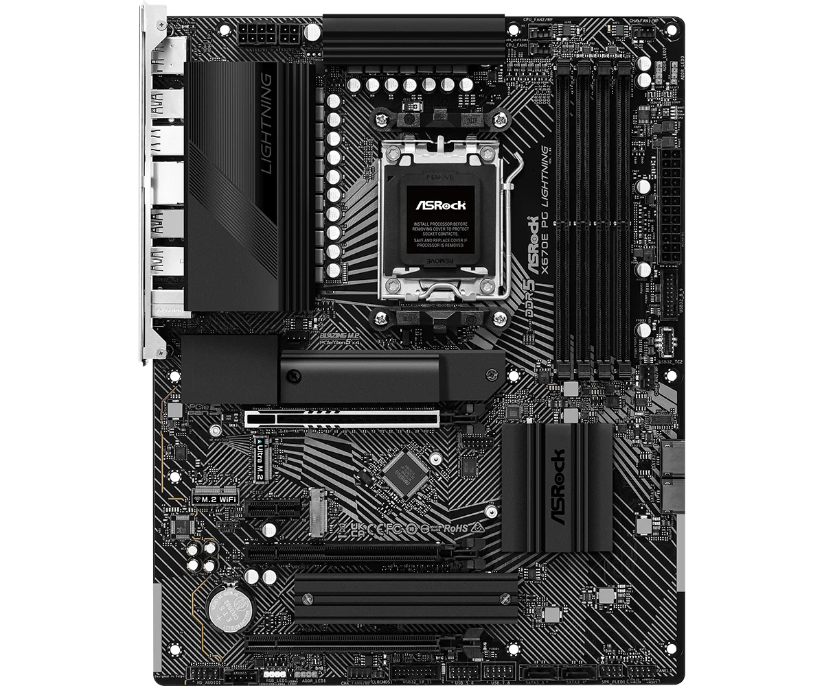 ﻿ ASRock AMD X670 Motherboard X670E PG LIGHTNING Sokcet AM5 DDR5 192GB support 7900X 7600 8300GE 9950 8700F 7700 cpu NVMe SSD