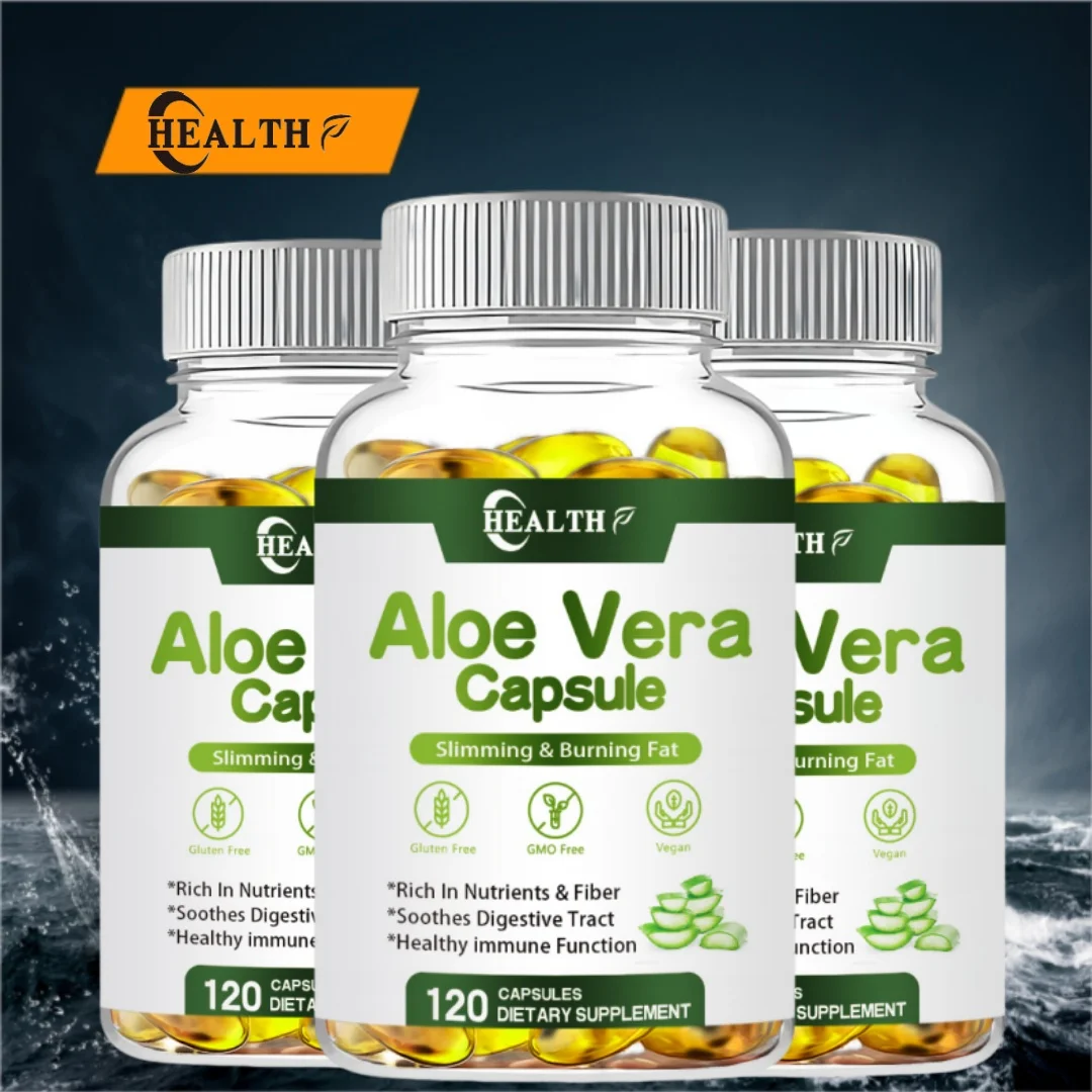 

Real aloe 50,00mg aloe gel, each containing organic aloe (120 capsules) for digestion