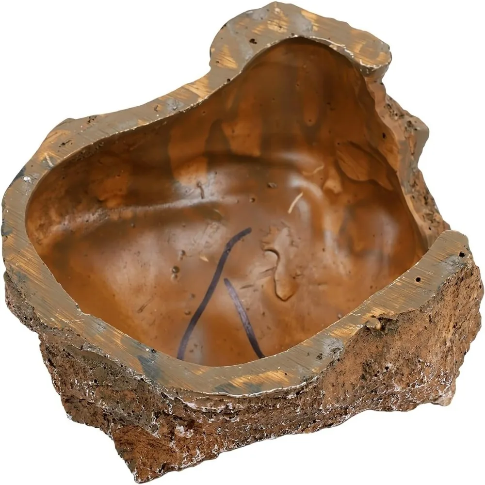 Durable Resin Reptile Hide Cave Flat Base Odorless Hideout Decor Scratch Resistant Natural Rock Design Leopard Geckos