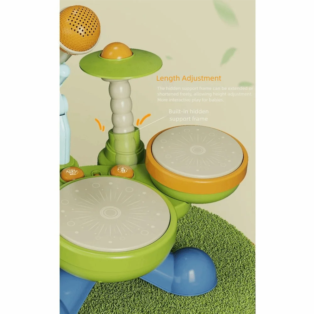 BPA Free Jazz Drum Set Toys Wear Resistant With Microphone Kids Drum Set Adjustable Volume Light Up Musical Montessori Toys