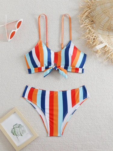 Imagen 1 del producto Traje de Baño de Bikini de Cintura Alta 2026 para Mujer, Traje de Baño Sexy con Tiras y Rayas, Traje de Baño Femenino para Nadar, Traje de Baño de Verano para Playa