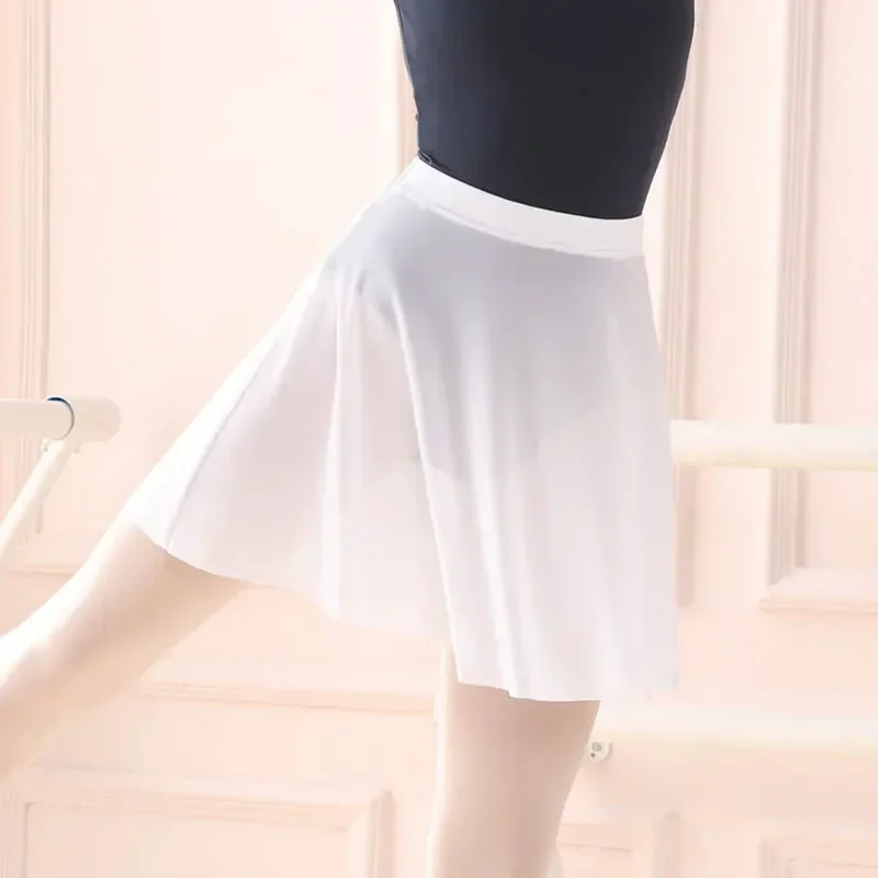 Falda de Ballet para mujer, falda envolvente de malla para adultos, tutú de Ballet, falda de Skate, bailarina elástica, ropa de entrenamiento de gimnasia y baile en 5 colores