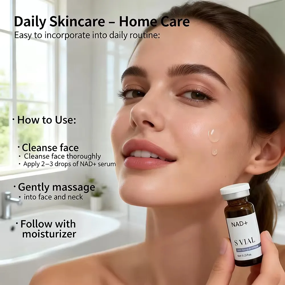 Korea 10ml NAD + Hyaluronic Acid Ampoule Skin Booster Anti-Wrinkle Brightening Hydrating Facial 0.25mm Microneedles Serum