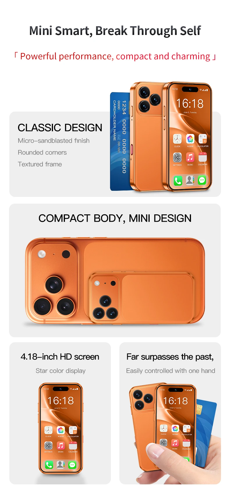 SOYES XS19 MAX LTE 4G Mini Smartphone Android 15.0 6GB RAM 128GB ROM Dual SIM 2900mAh Face Unlock Small Mobile Phone