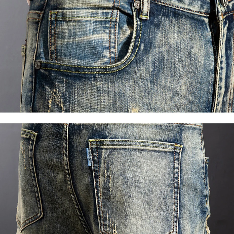 Dragon Embroidered Jeans Men Denim Pants Plus Size Fashion Casual Ripped Jeans Pants Plus Size 42 Trousers Male Bottoms