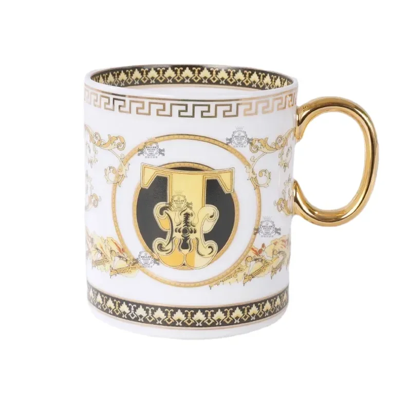 

European-Style High-End Bone China Mug Teacup Water Letters Ceramic Milk Coffee Cup Mugs Coffee Cups Tea Cup