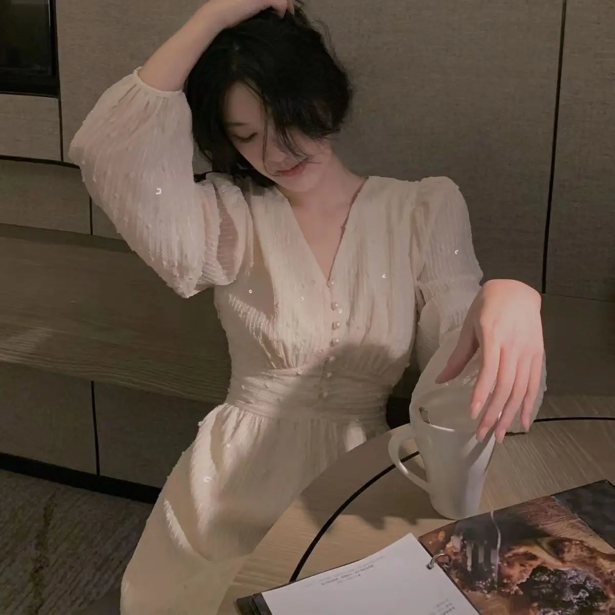 French Style Waist Cinching Slimming Gentle Style First Love Dress Light Mature and High-end Temperament Long Style Super Dresse