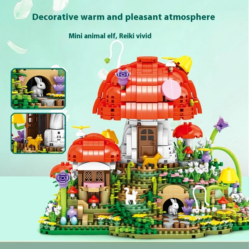 2798 조각의 마법의 버섯 집 성 빌딩 블록 DIY 작은 빌딩 블록 장난감 - 소년과 소녀를위한 크리스마스 선물