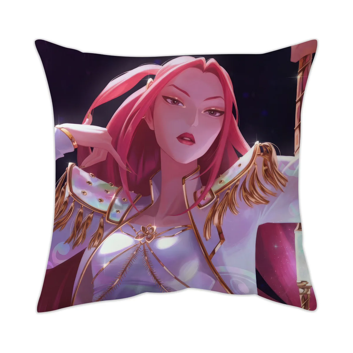VIKAMA Sci-Fi Lightning Sword Maiden Pillowcase - Purple-Haired Lightning Tattoo Character, Unique Decor for Living Room Sofa