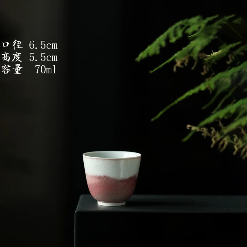 Jingdezhen Handmade Wheel-Throwing Natural Kiln Baked Gracked Glaze Rouge Red Goblet Red White Wine Glass Jingdezhen Ceramic Tea