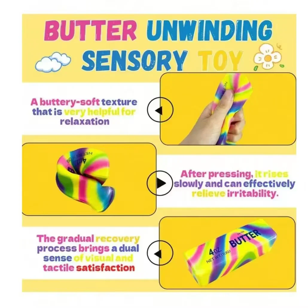 1/2/3/5 Butter Sticks Hand Squeezed Adult Fidget Holiday Gift to Relieve Anxiety and Stress for Adults Ideal Party Gift