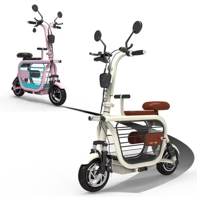 Fashion Electric Scooter for Girl Two Wheels Electric Scooters 48V 580W Portable White/Pink Mini Electric Bike For Adults USB