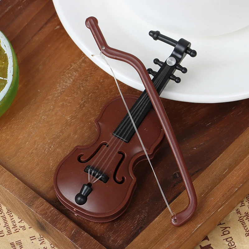 1 Set Mini Plastic Violin Dollhouse Decorative Crafts Music Instrument