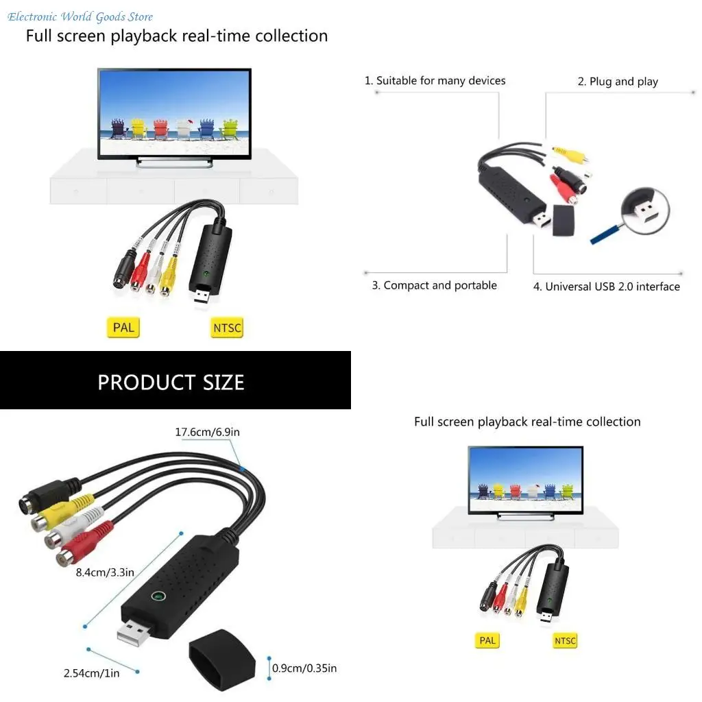 

Устройство видеозахвата A3PD USB 2.0 для перевода VHS Hi8 в цифровой формат