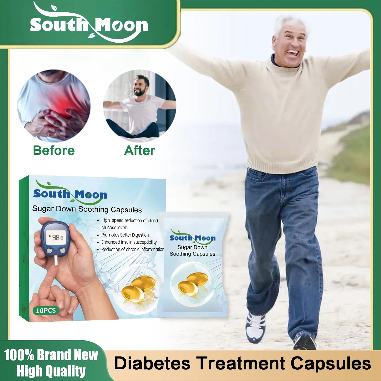 

Diabetes Treatment Capsules Lower Blood Sugar Level Burning Fat Relief Dizziness Improve Sleep Balance Blood Glucose Health Care