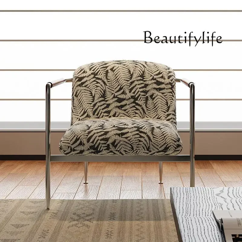 

Medieval fabric single sofa designer living room retro balcony cafe homestay leisure armchair