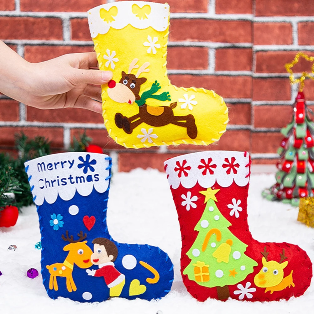 

10pcs Christmas Stockings Diy Sewing Craft Material Set Holiday Decoration Ornament Gift For Christmas Sock Making Kit