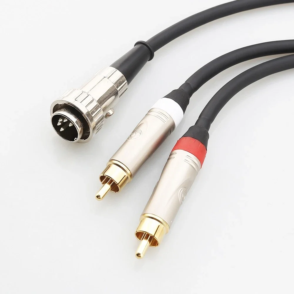 High Purity Silver Plated NAIM 5Pin Twist Lock DIN to 2 RCA Stereo Phono Cable Premium Audiophile Grade Audio Connection Cable