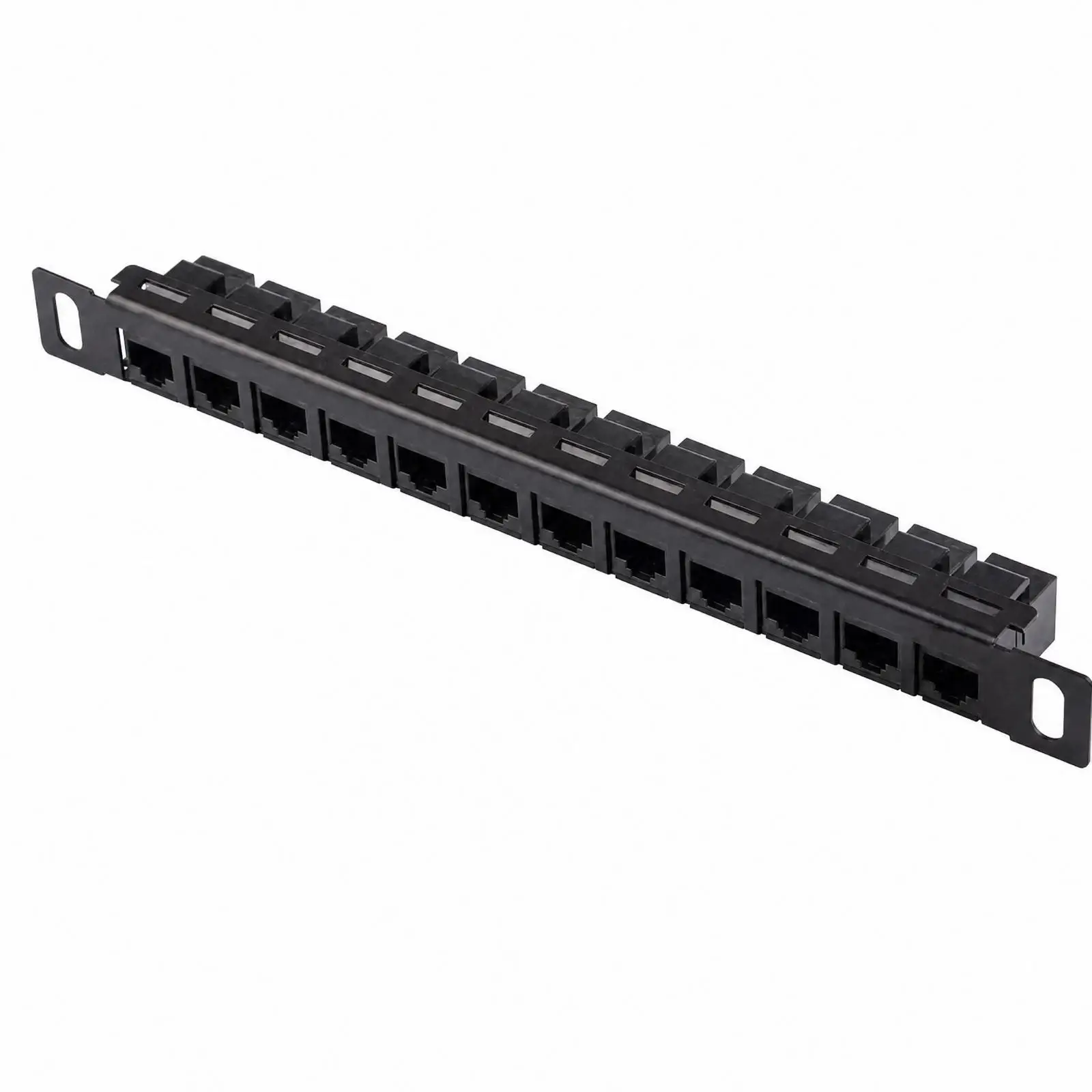 12-Port Network Bay Panel 22–26 AWG Cable Compatible Rack-Mount Bay Panel with