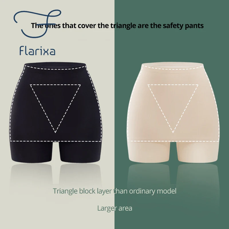 Flarixa High Waist Double Layer Shorts Under Skirt Slim Fit Seamless Safety Pants Summer Boyshorts Women Ice Silk Safety Shorts