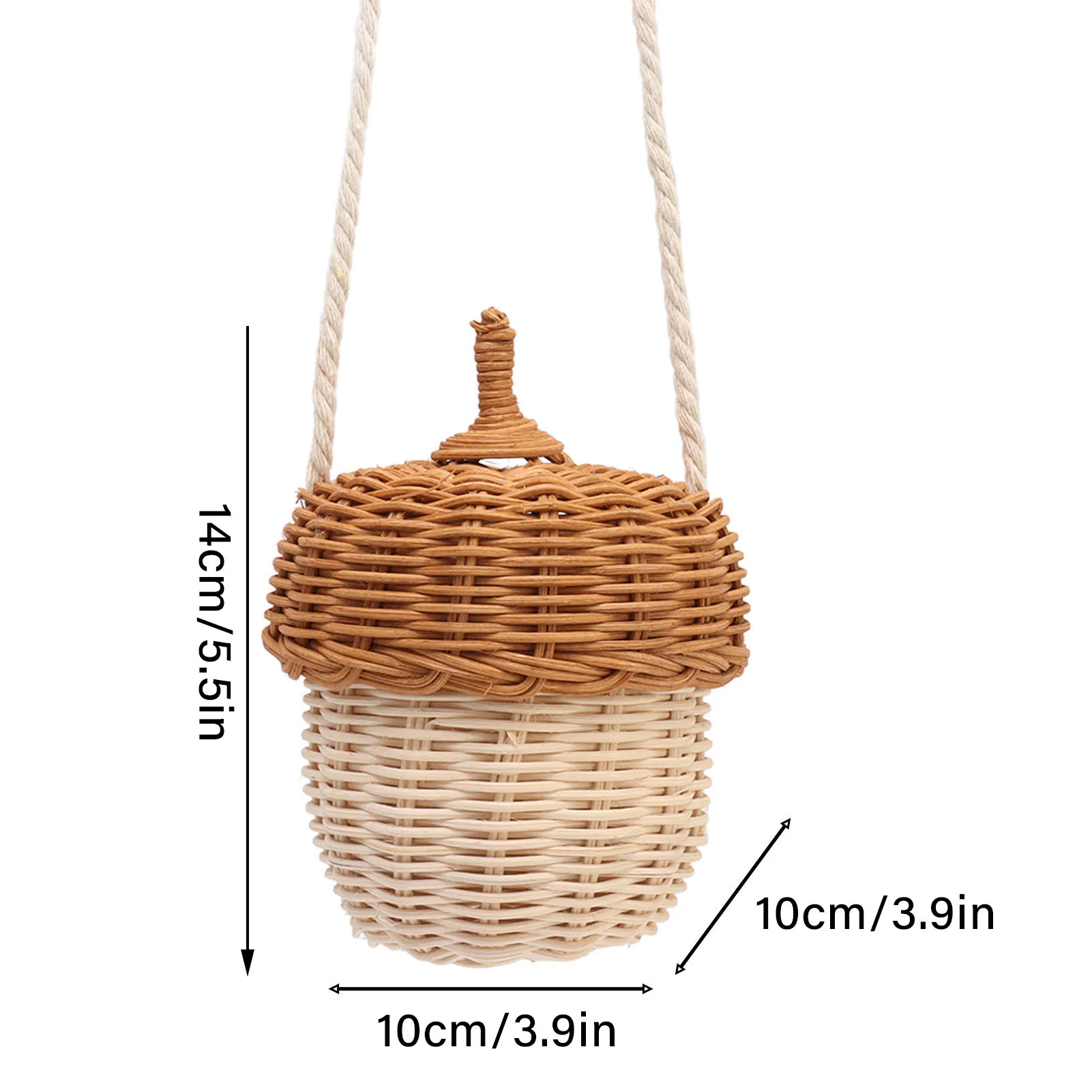 

Kids Rattan Storage Basket, Hand Woven Decorative Acorn Shaped Basket Bag, Mushroom Shape Decorative Woven Basket for Boys Girls