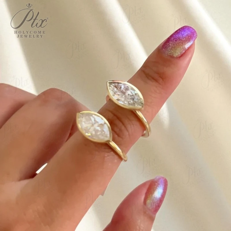 

Кольцо с муассанитом на заказ в форме маркизы, 10 карат, 14 карат, 18-каратное золото, обручальное кольцо с сертификатом ​ Подвески на заводе