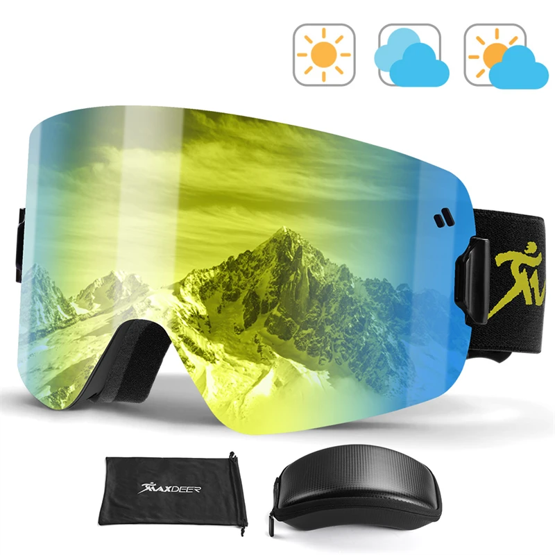 Magnetic Ski Goggles Snowboard Glasses for Men Women Snowmobile Motorcycle Glasses Double Layers Anti-fog UV400 Skiing Eyewear