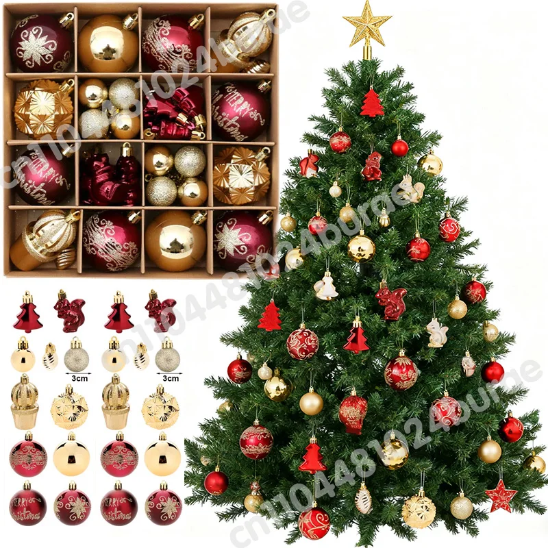 42 Stück Weihnachtskugeln, Weihnachtskugeln für den Weihnachtsbaum, hängende Kugeln, Ornamente für Weihnachtsfeier, Hochzeit, Party-Dekoration