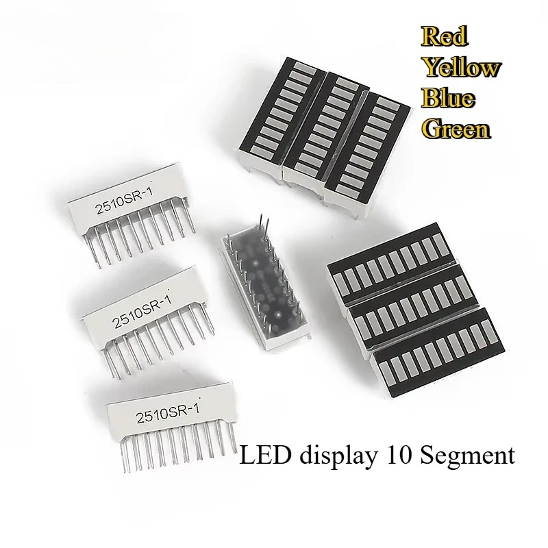 5PCS 10PCS LED Display Bargraph Light Digital Tube 10 Segment Red Blue Yellow Green Single Color Battery Level Bar Graph For DIY
