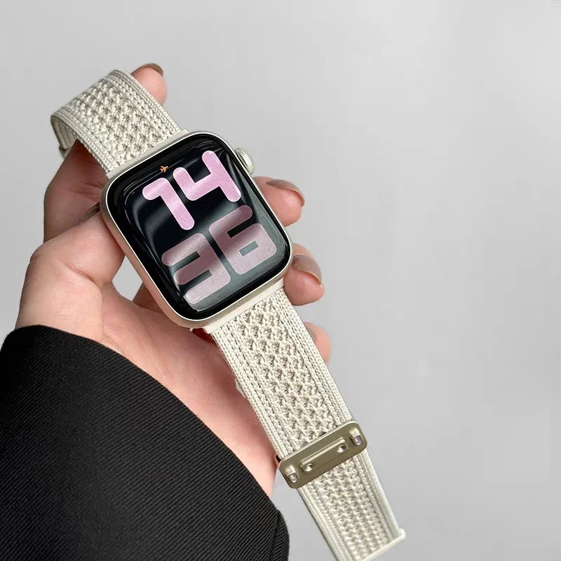 Nylon-Schlaufenarmband für Apple Watch Band 44 mm 45 mm 46 mm 49 mm 42 mm 40 41 38 mm Magnetarmband iWatch Serie 10 9 8 Ultra 7 6 5 SE