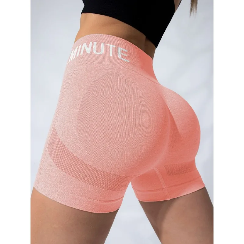 Running Sports Shorts Women Seamless Knit Shorts Stretchy High Waist Yoga Leggings Sexy Butt Liftting Fashion Letter Gym Shorts