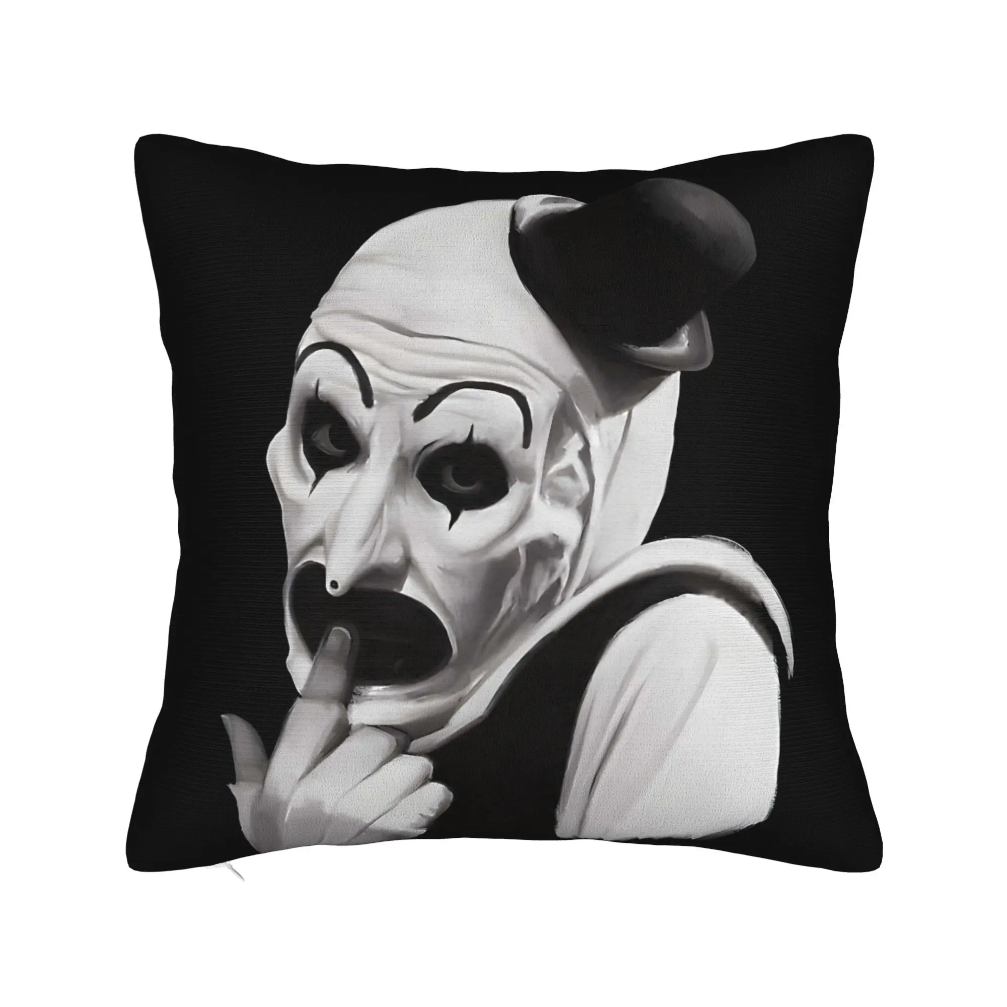 Horror Clown Pillow Cover, Scary Clown Face Creepy Print Cushion Case for Room Home Decoration